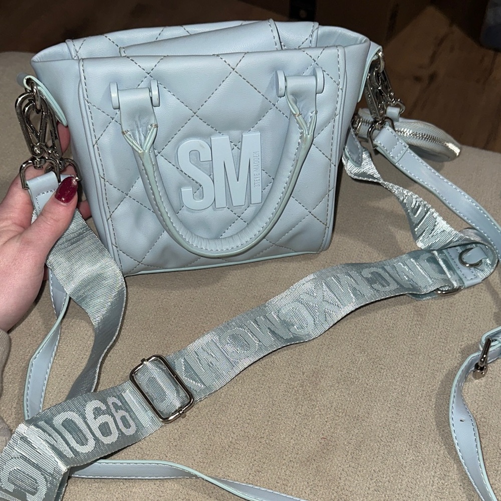 Steve Madden Quilted Light Blue Crossbody Bag